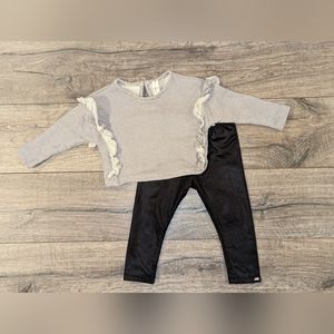 2T Toddler Girl 24 Month Neutral Sweater Faux Leather Legging